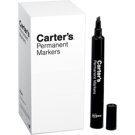 Avery Permanent Marker, Large Chisel Tip, 12/DZ, Black PK AVE27178